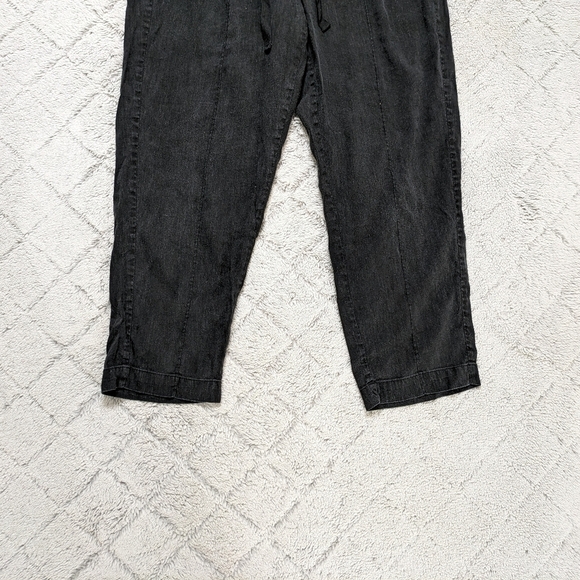 Babaton Pants Women's Large Black Linen Blend Pull On Drawstring Tapered Crop  - Picture 4 of 7